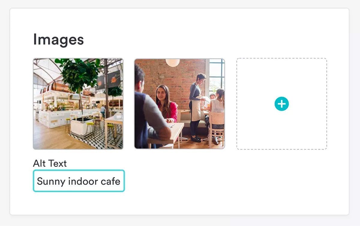 An example of alt-text fields for images with BentoBox UI.