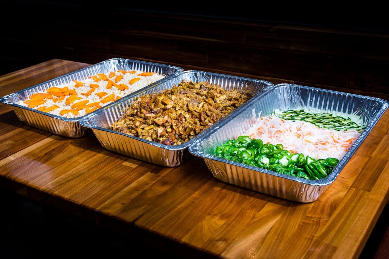 a tray of food on a table