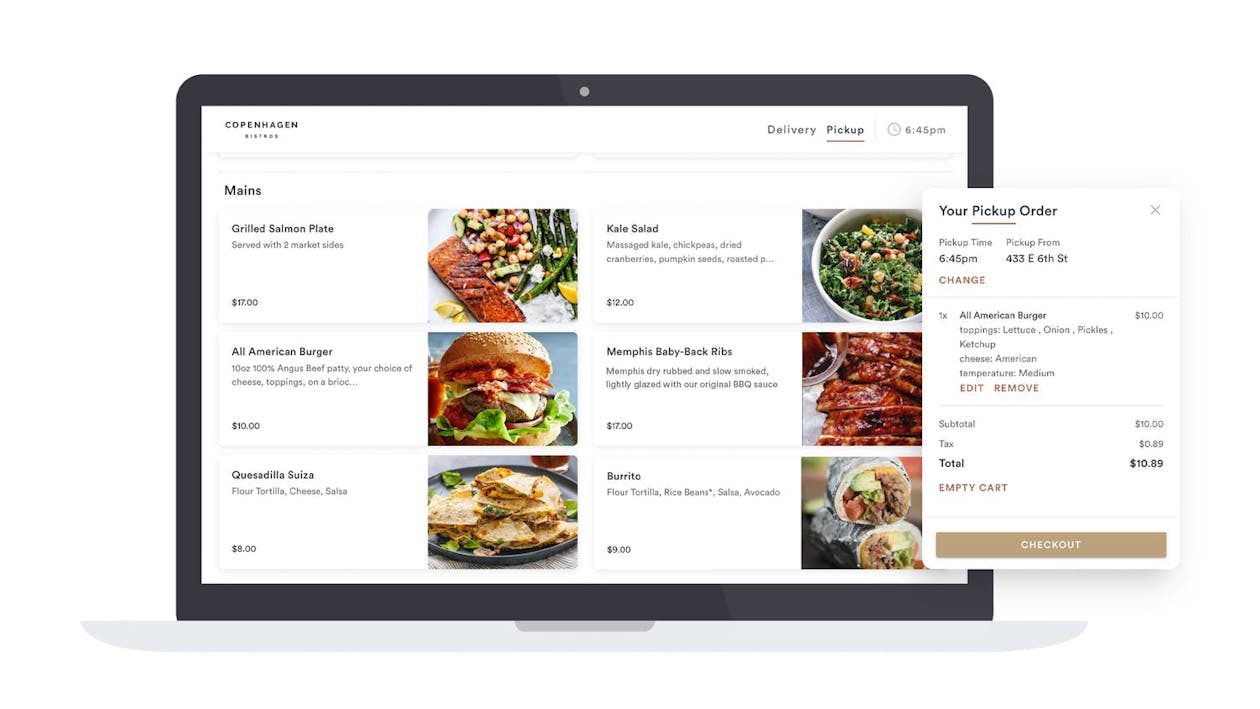 An example online ordering store for Copenhagen Bistro