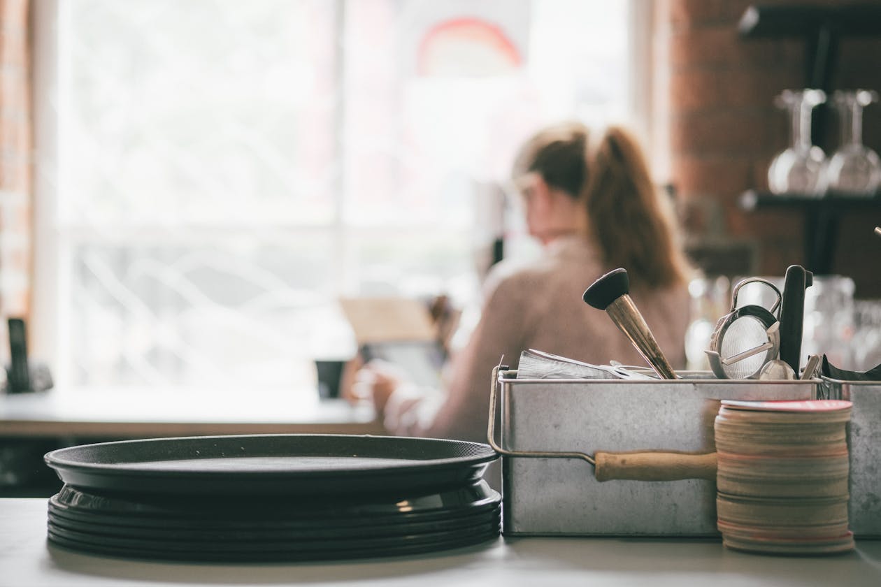 a woman sitting on a counter