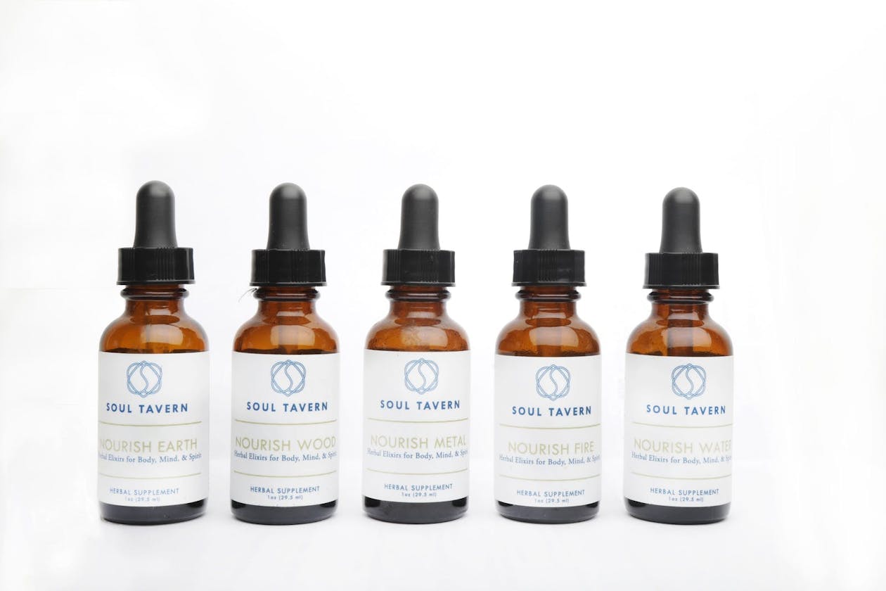 bottles from Soul Tavern's Nourish Elixir Program