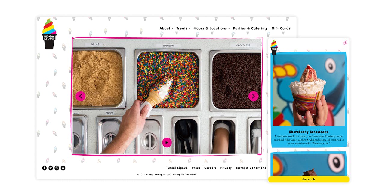 A screenshot of the website for Big Gay Ice Cream