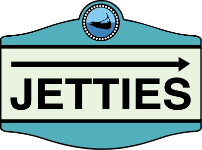 a blue and white sign with black text