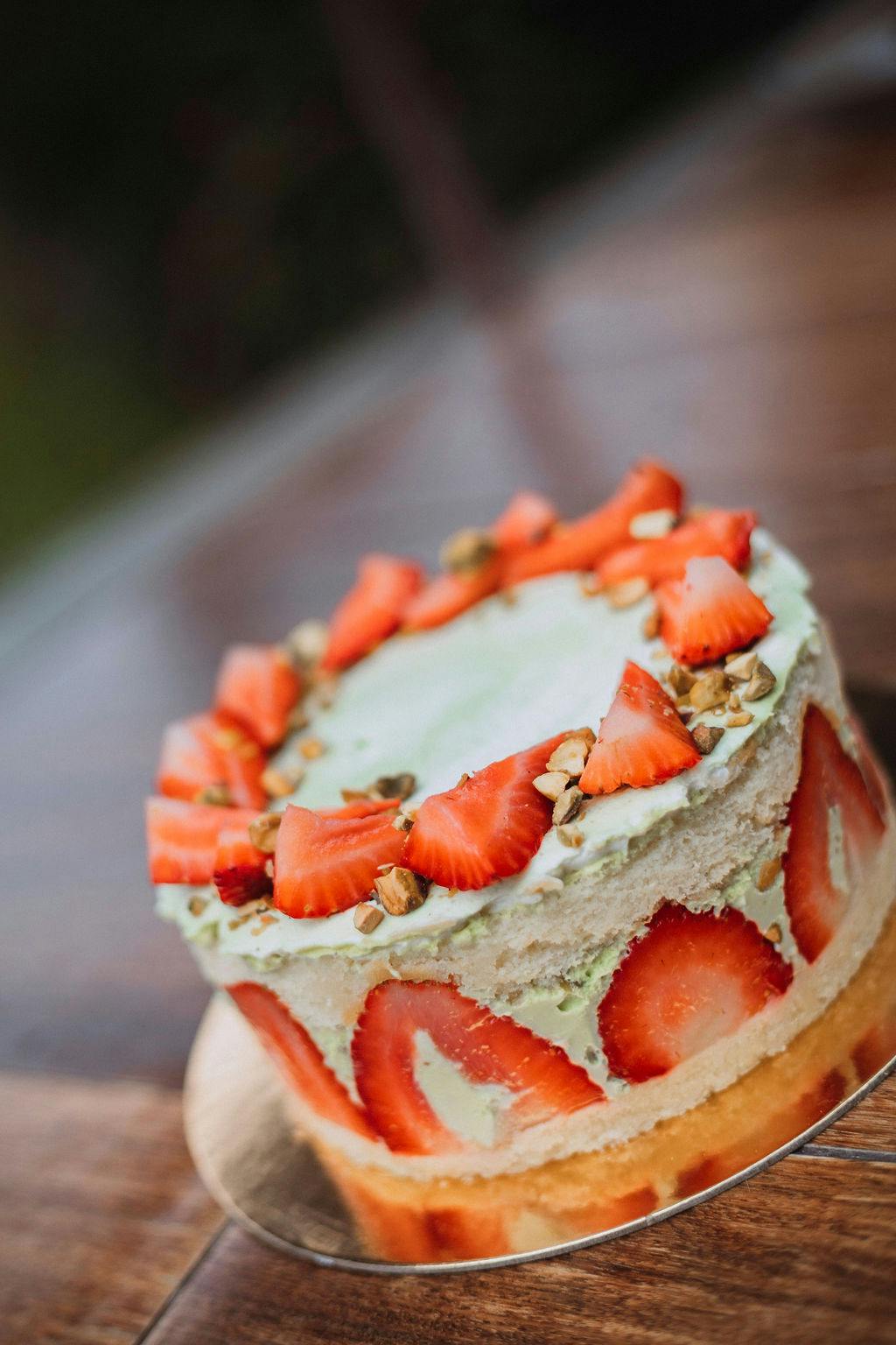 Strawberry Pistachio Chiffon Cake