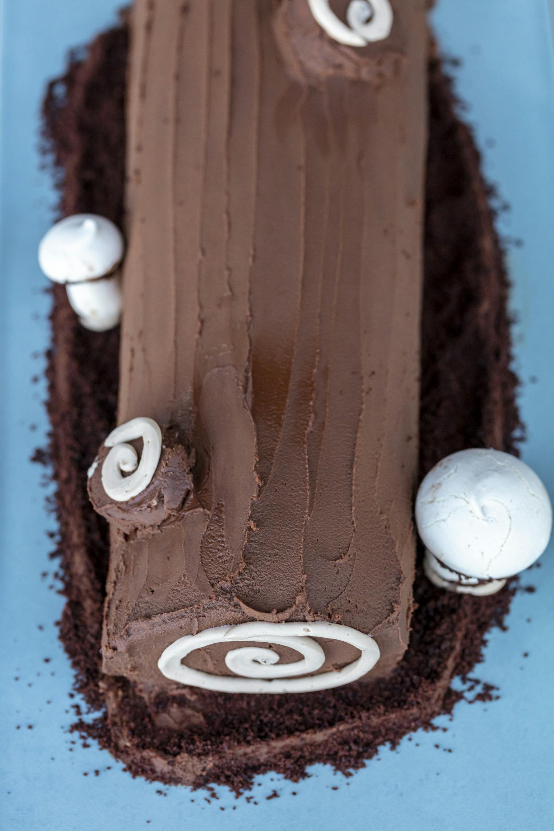 a close up of a piece of cake covered in snow