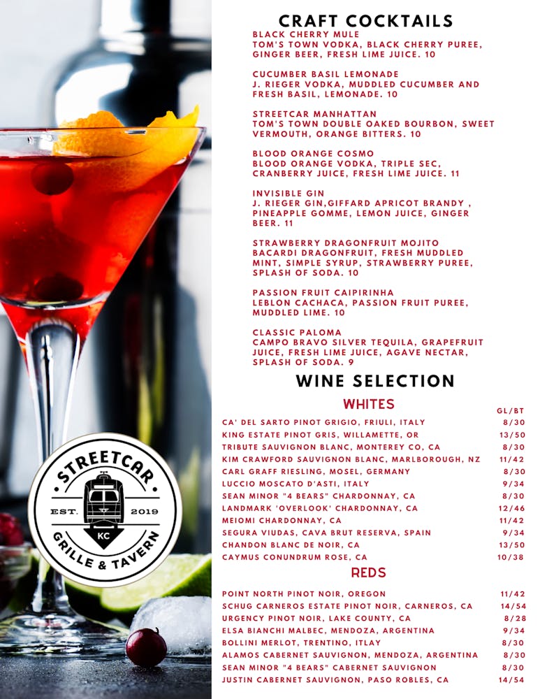 Menus Street Car Grille in Kansas City, MO