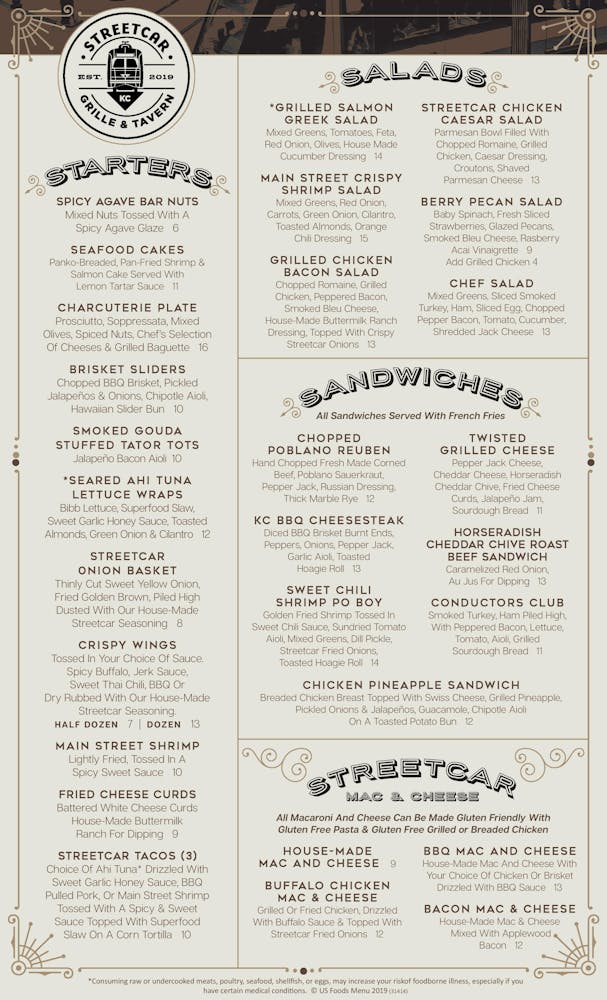 Menus Street Car Grille in Kansas City, MO