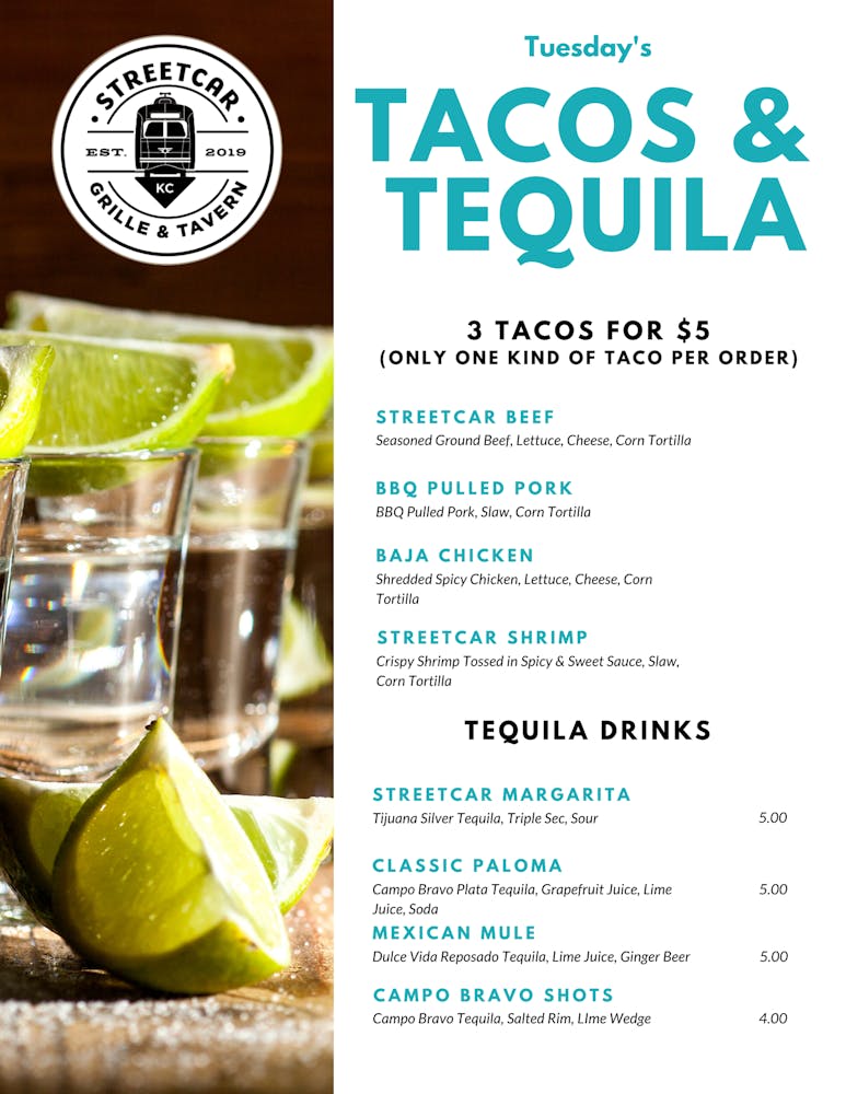 Menus Street Car Grille in Kansas City, MO