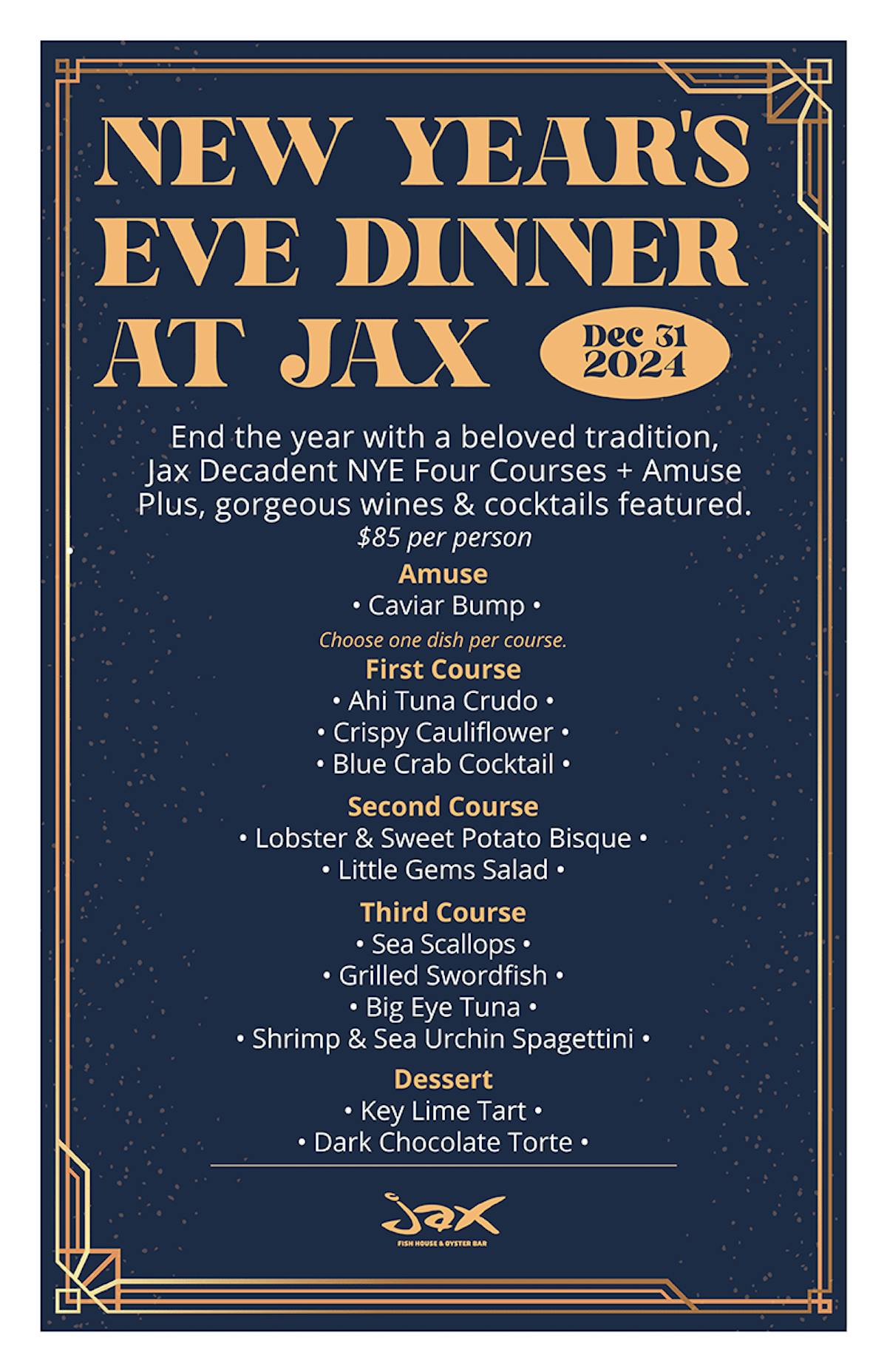 New Years Eve Dinner at Jax
