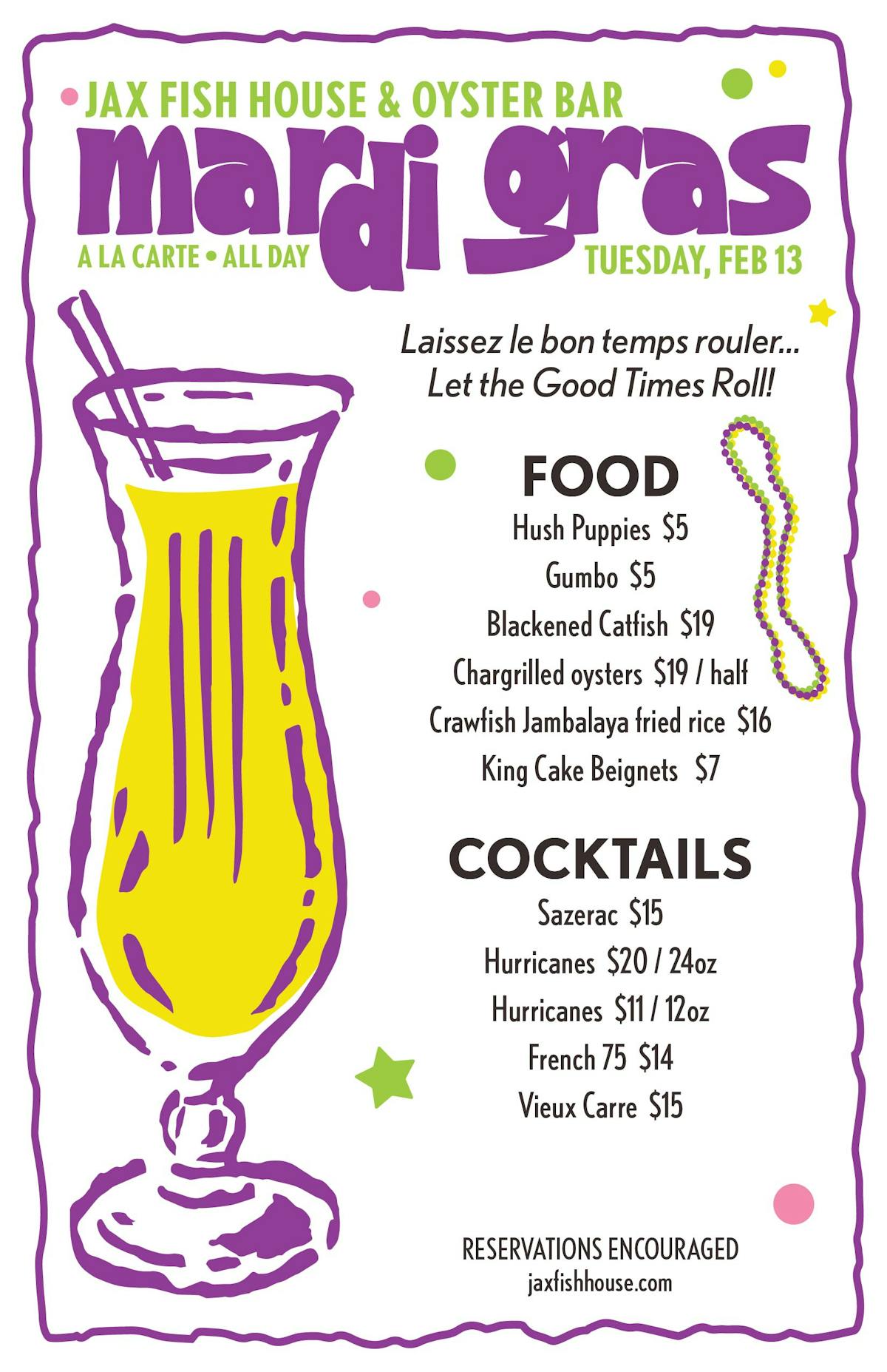 Mardi Gras at Jax Fish House