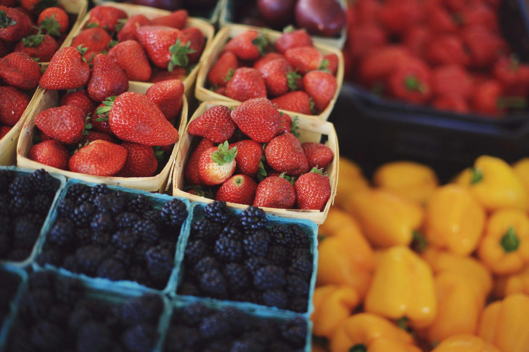 a box filled with different types of fruit
