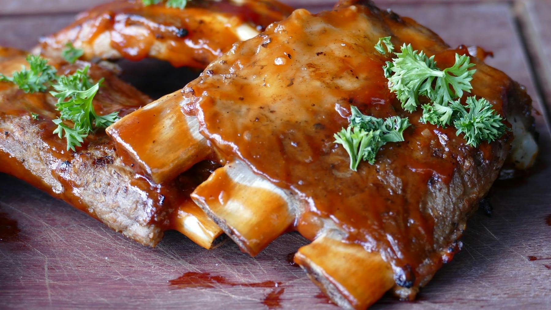 a close up of food on a plate