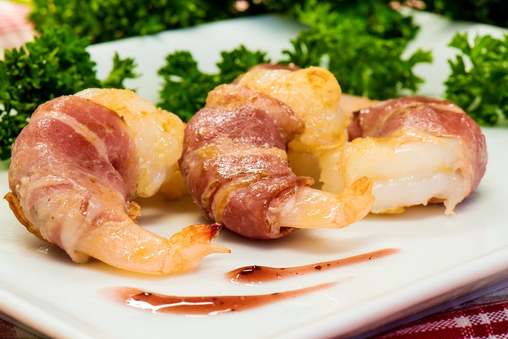 a close up of food on a plate