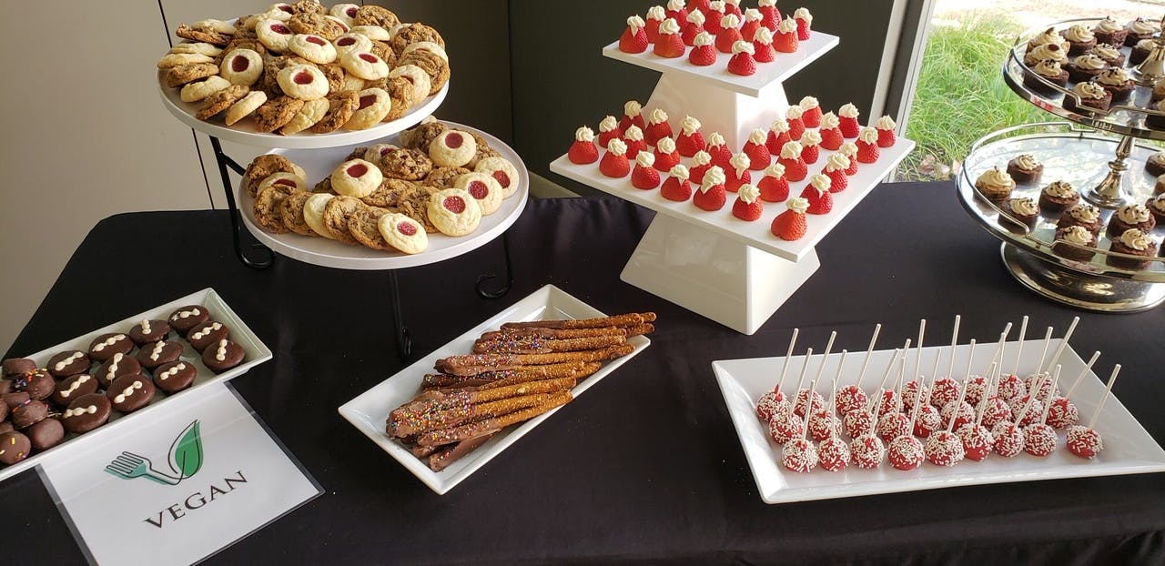 a box filled with different types of food on a table