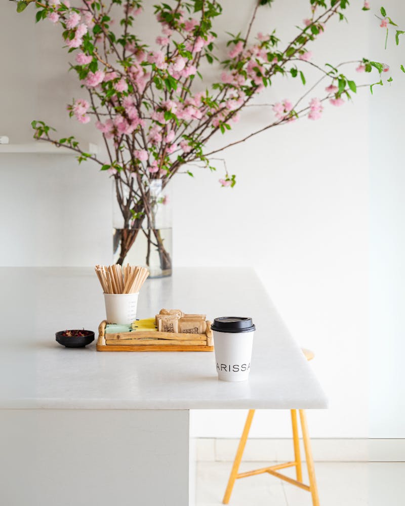 a vase of flowers on a table