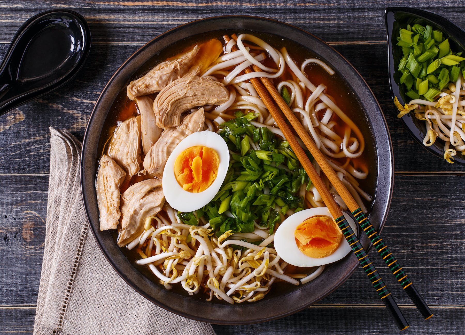 a dish is filled with food sitting on a table