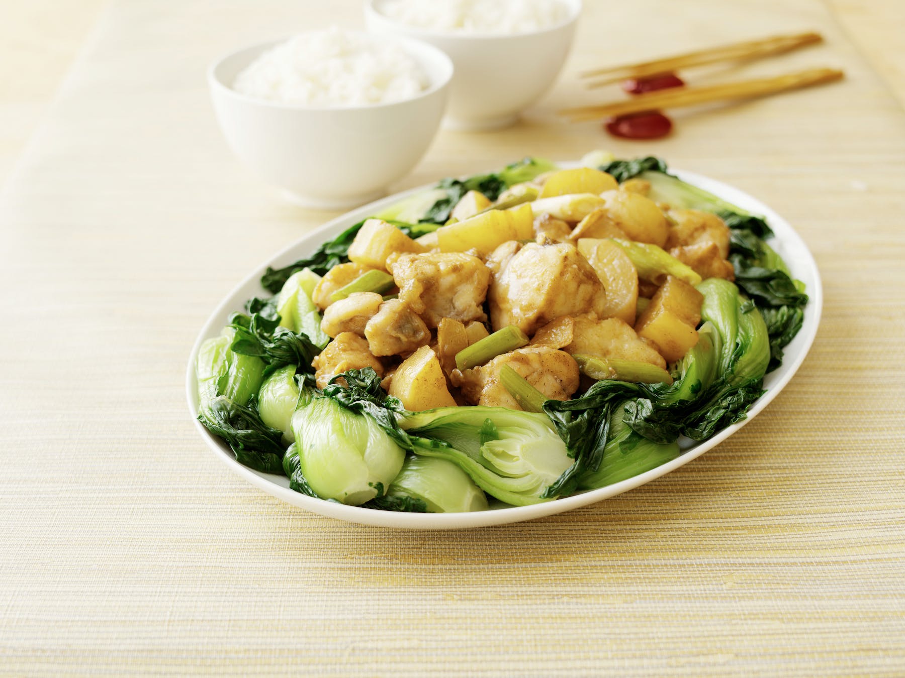 a plate of food with broccoli