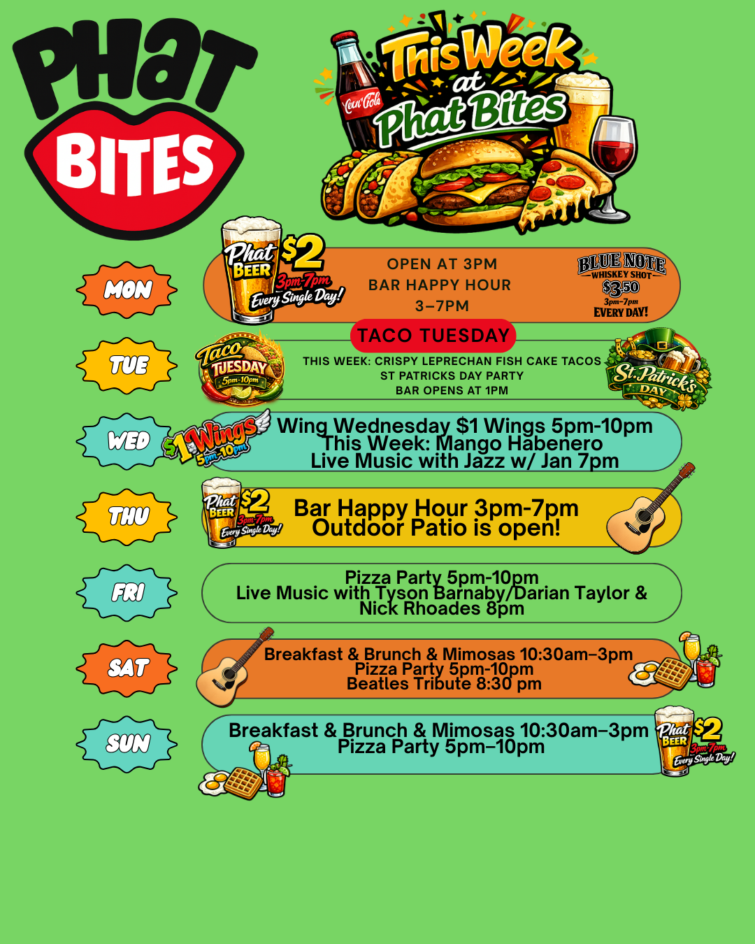 a menu of a restaurant