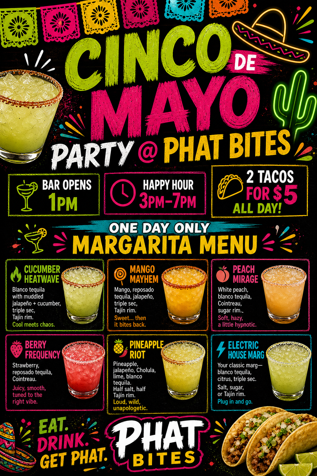 a menu of drinks
