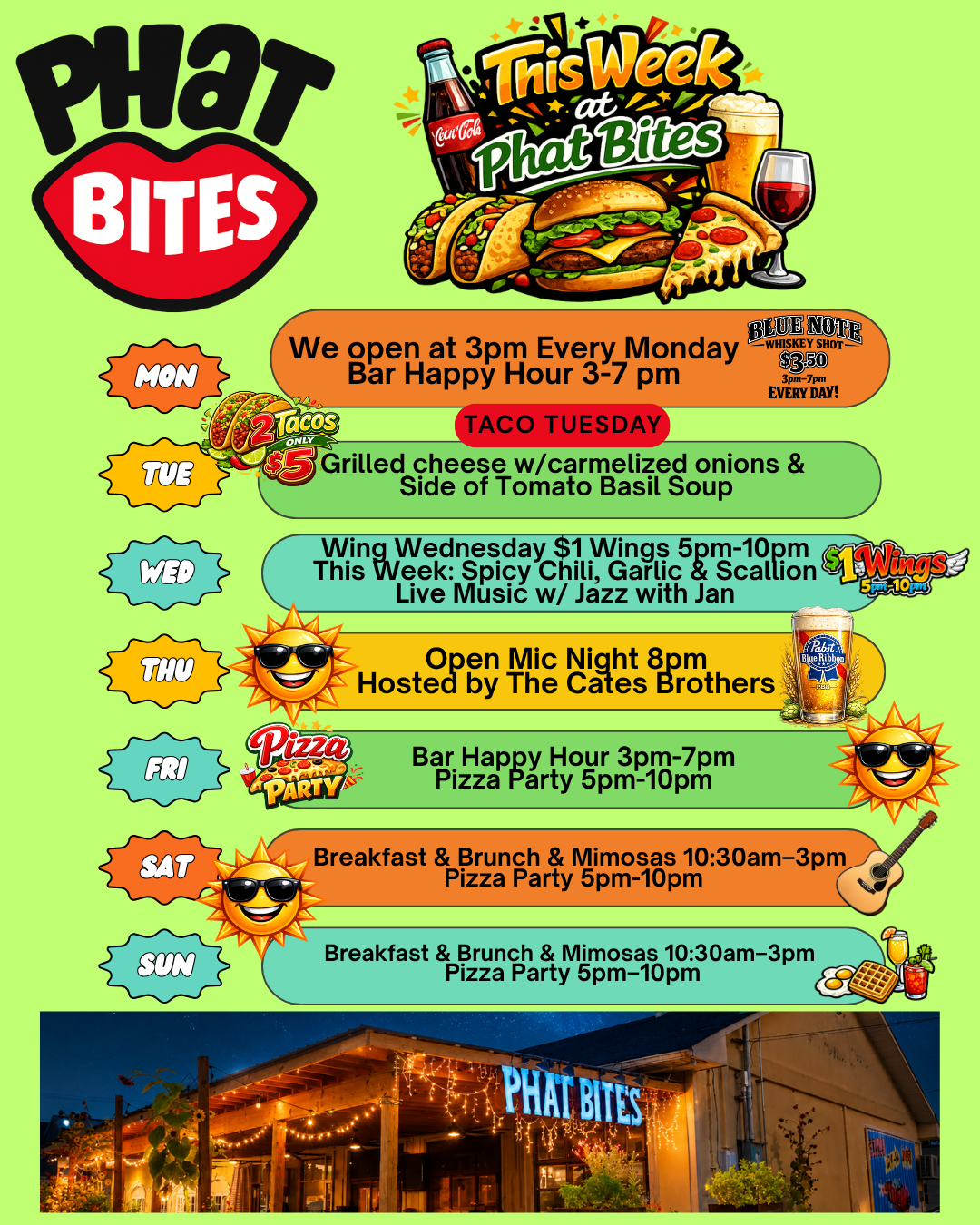 a menu of a restaurant