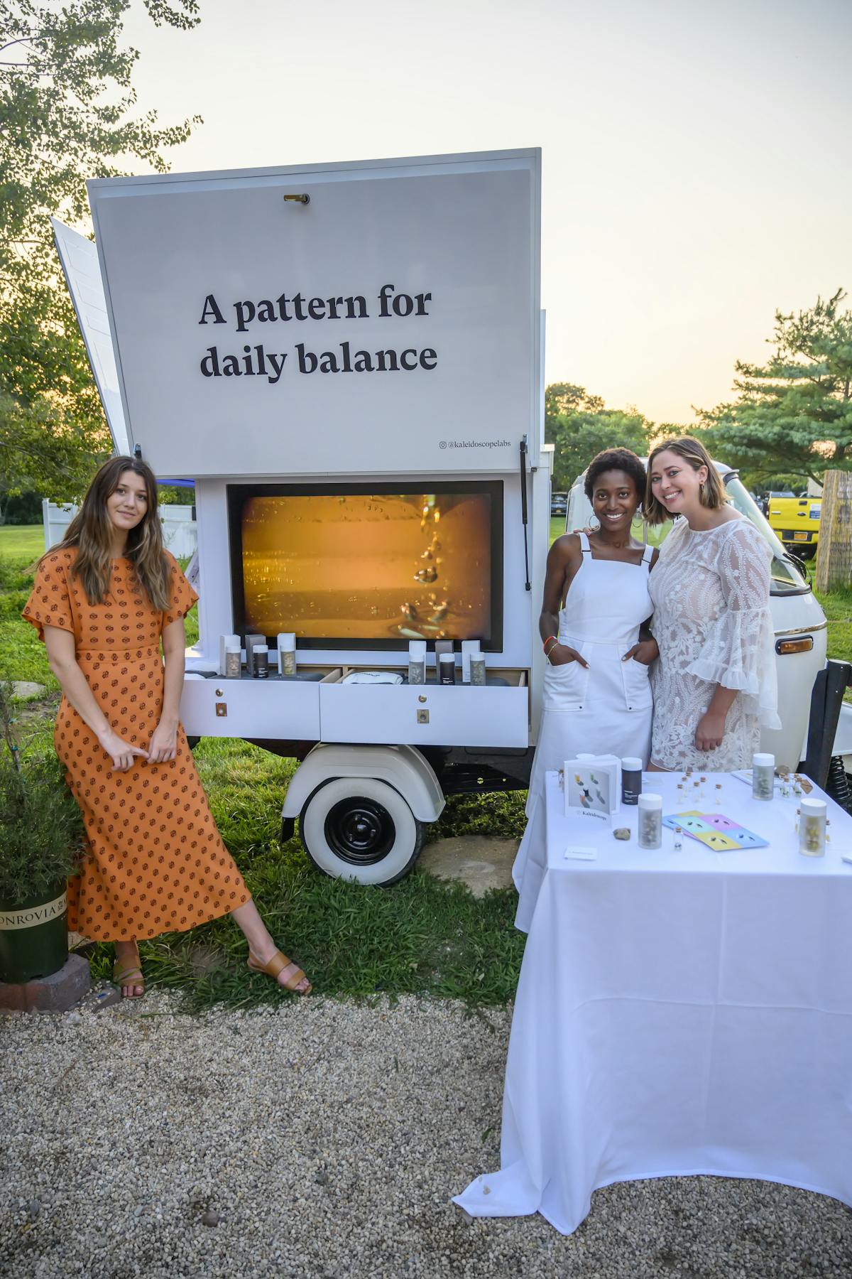 women near a display cart