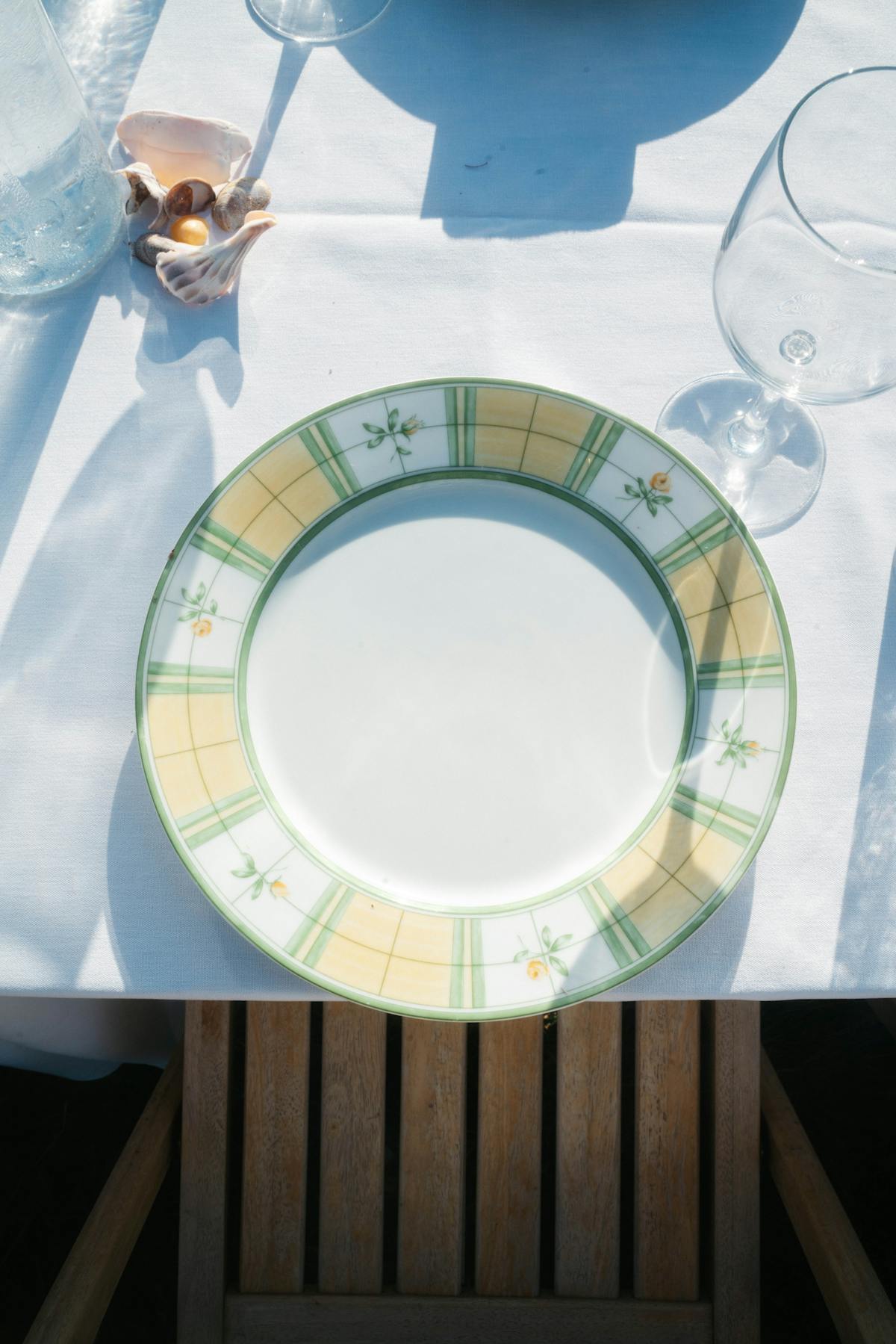a close up of a plate on a table