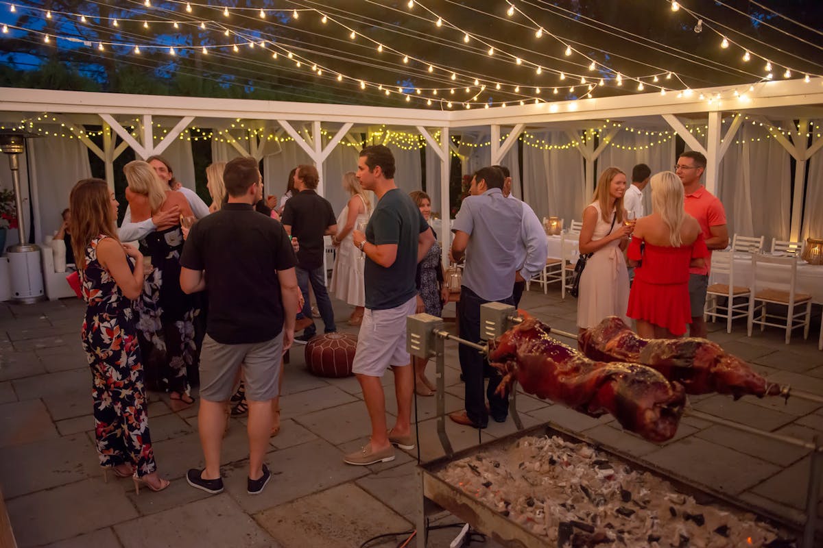 people in an event dining area