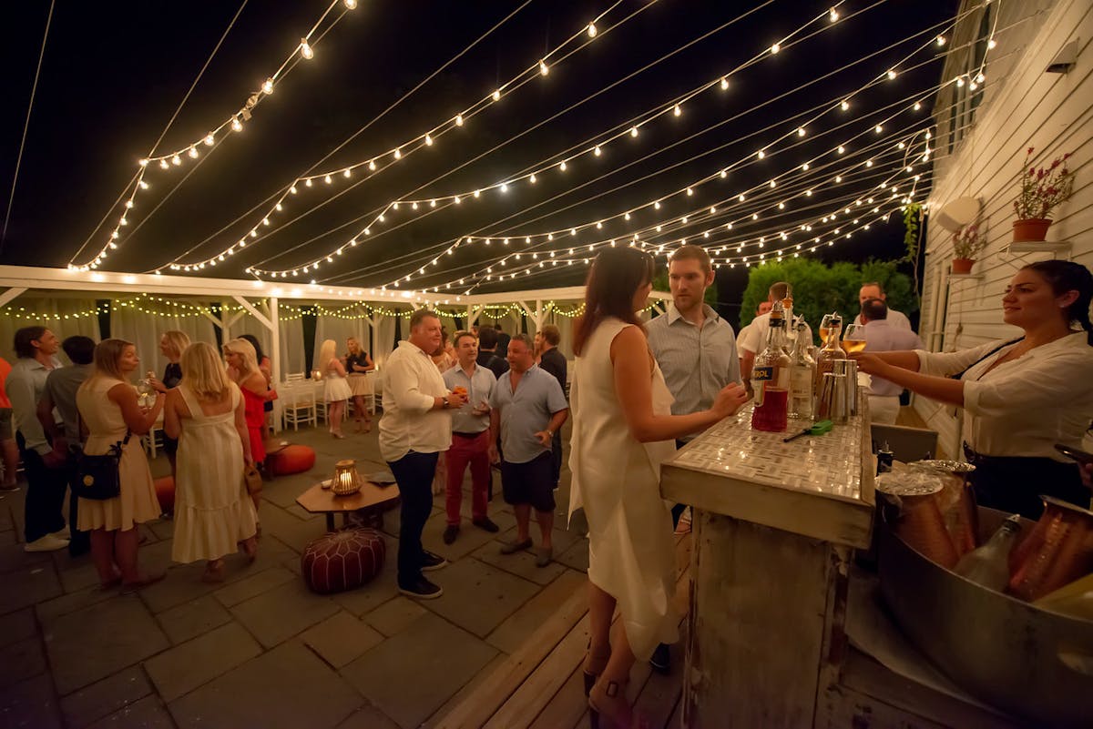 people in an event dining area