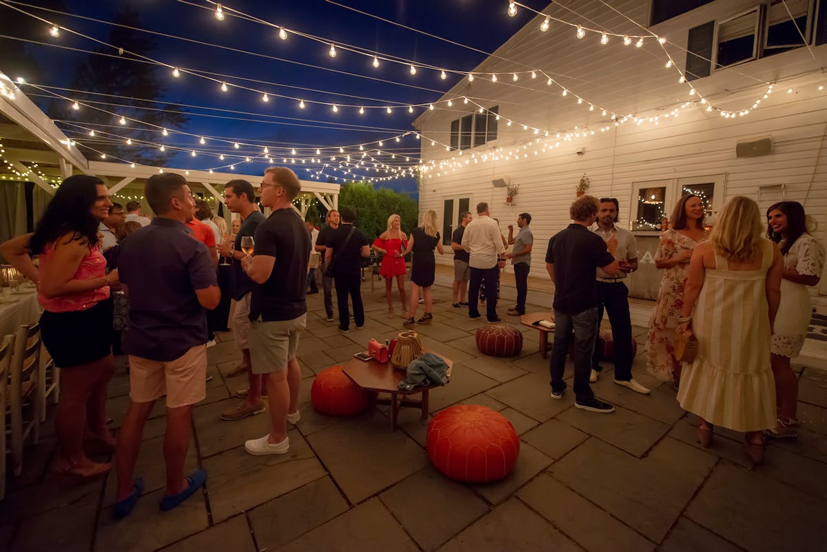 people in an event dining area