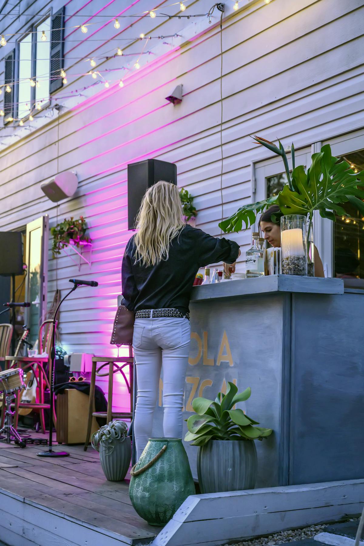 a woman in a bar