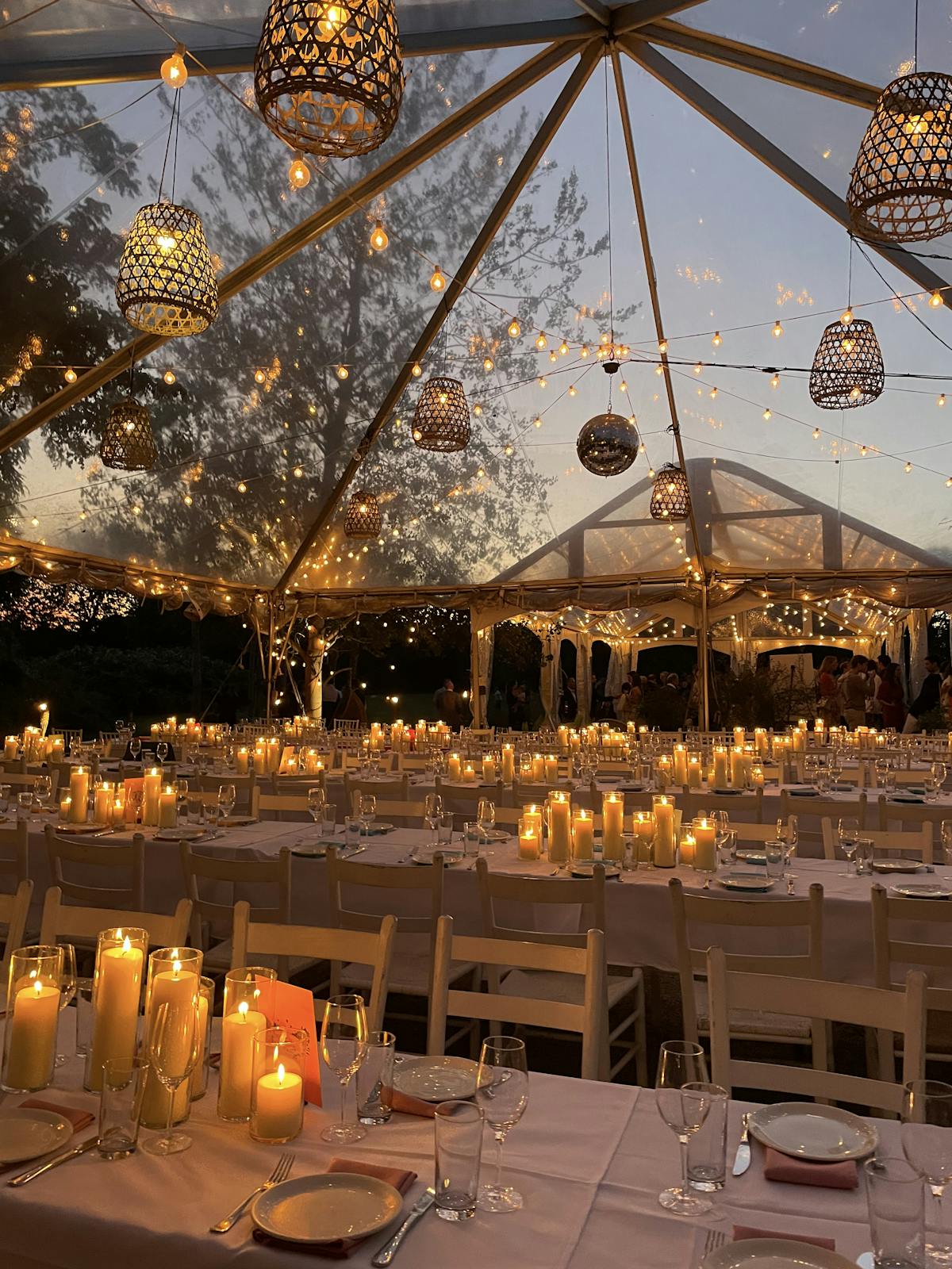 a table filled with wine glasses
