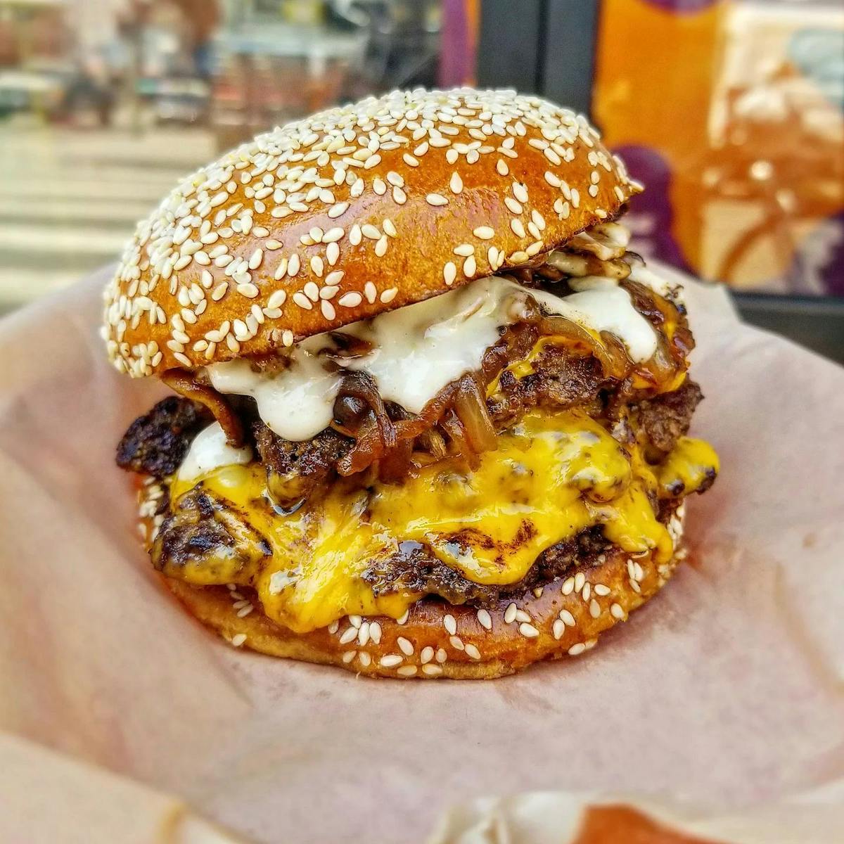 a close up of a sandwich