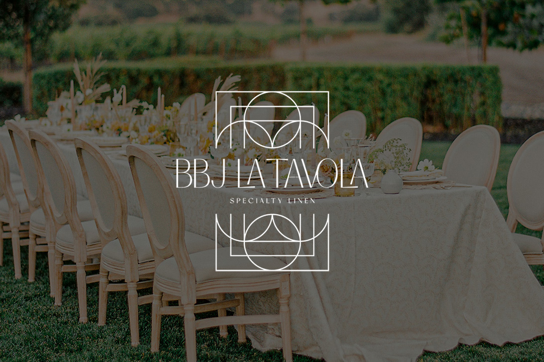 BBJ logo over a beautifully set table, outdoors