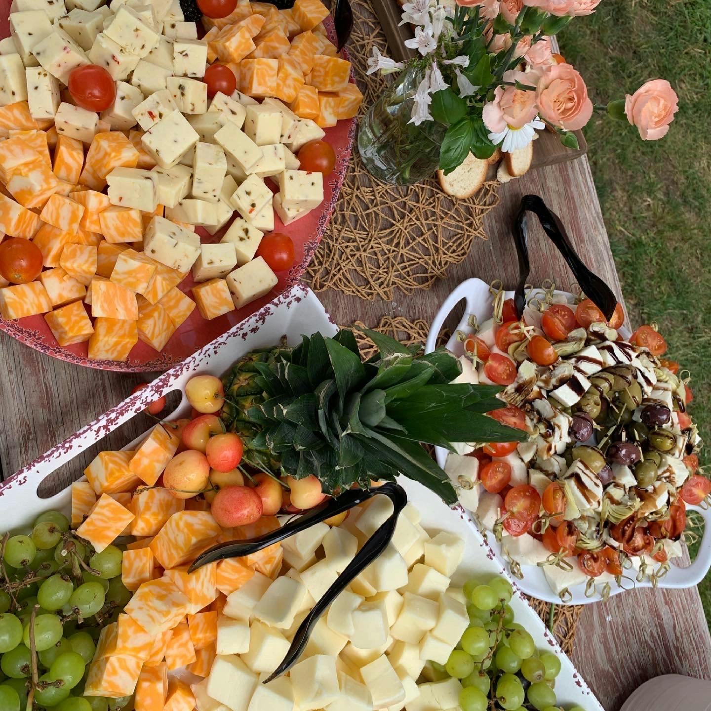 a bunch of different types of food
