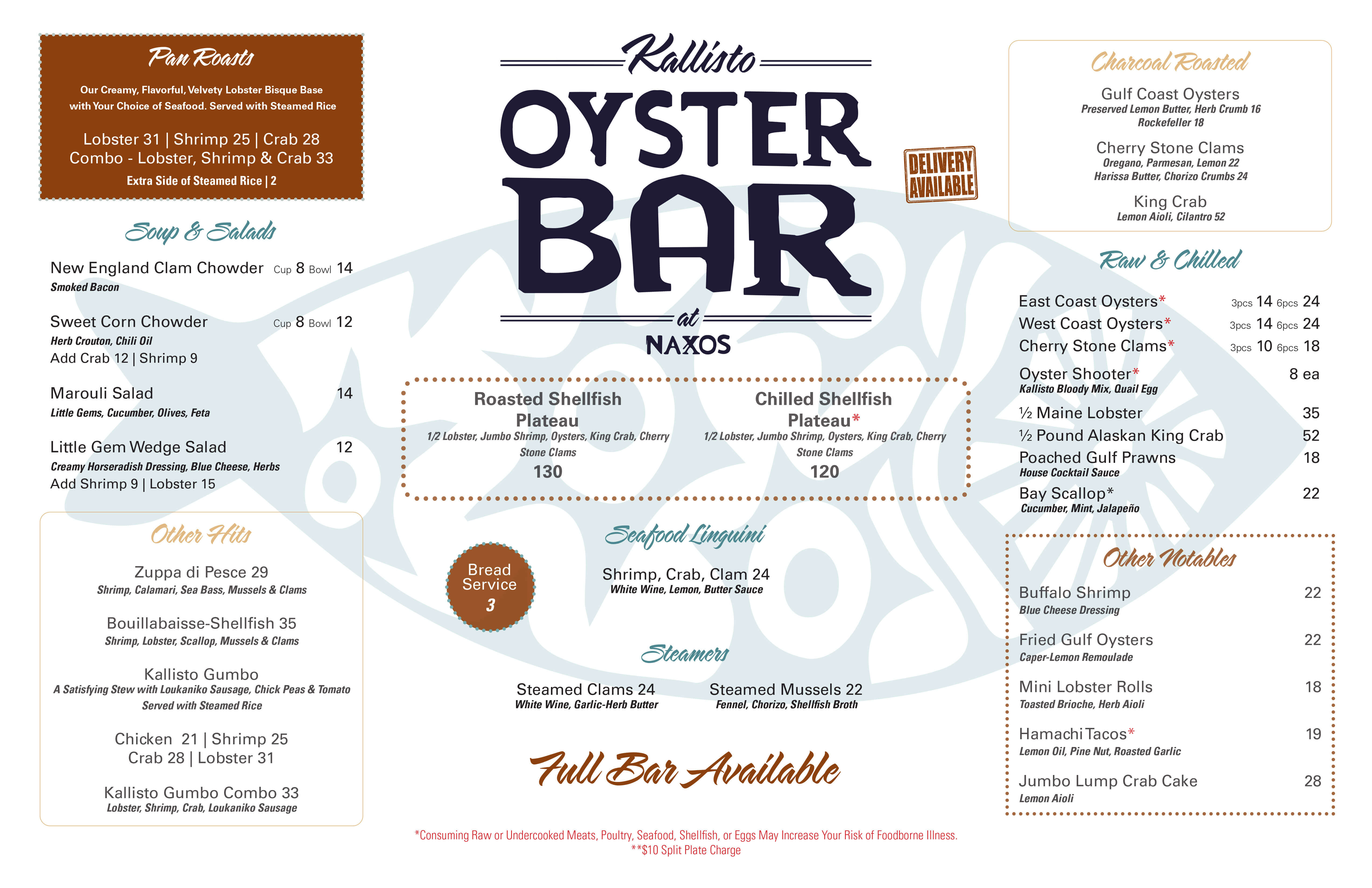 Oyster bar menu discount