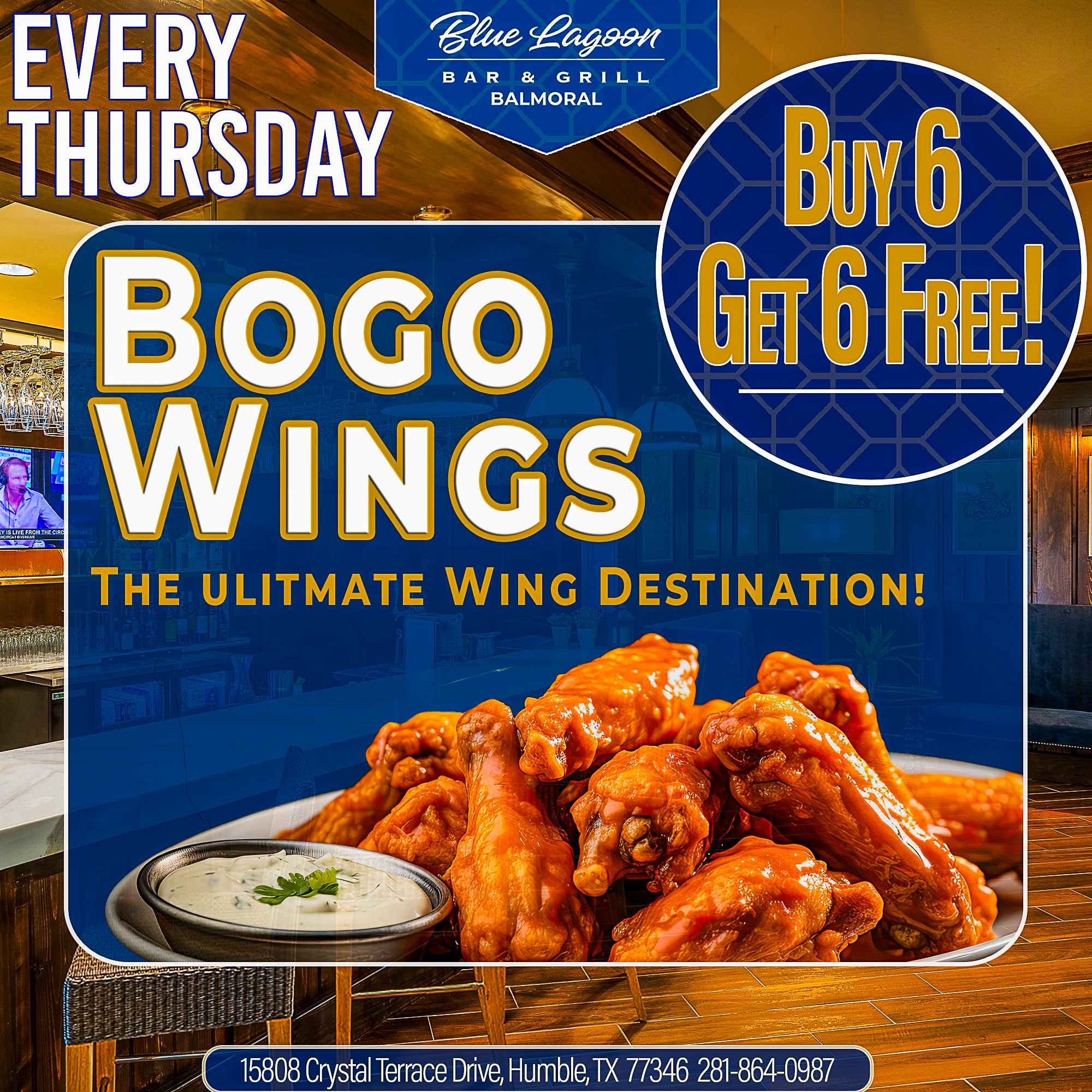 BOGO Wings - Thursday Special | Blue Lagoon Bar & Grill | American ...