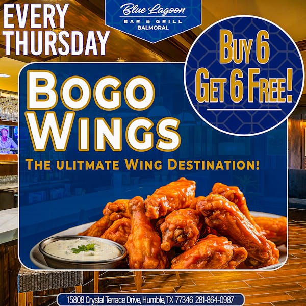 BOGO Wings Thursday Special Blue Lagoon Bar & Grill American