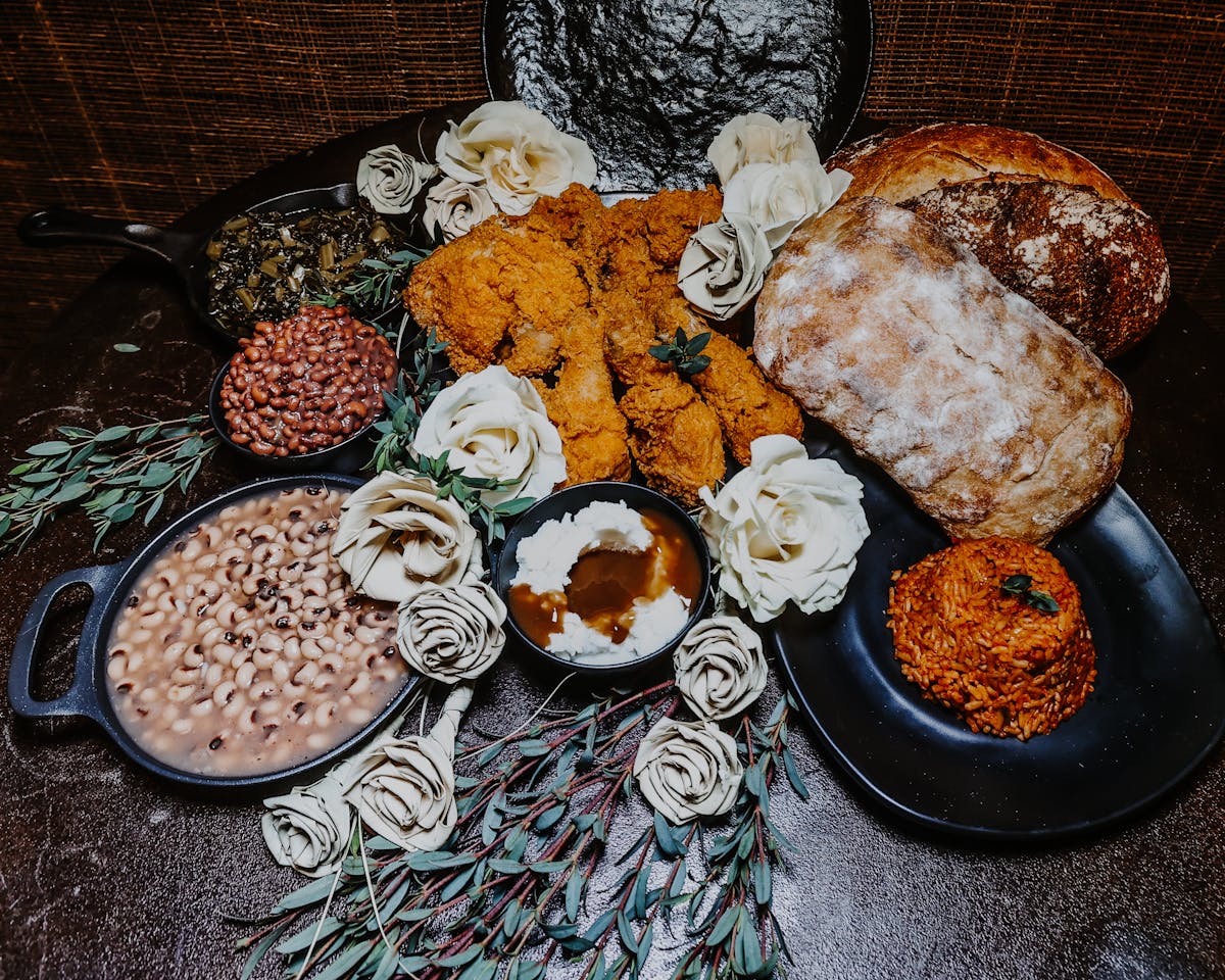 a plate full of food