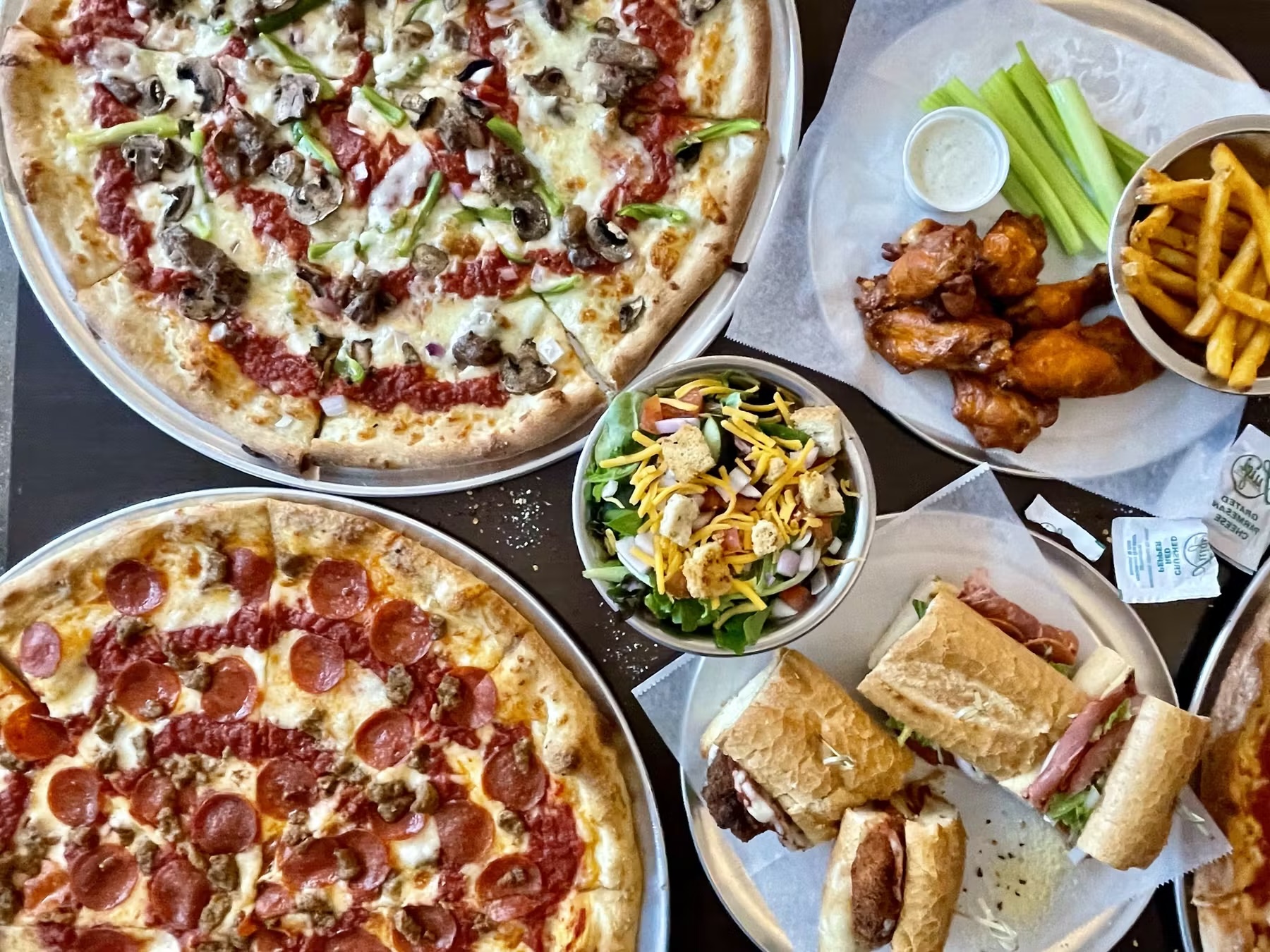 a pizza sitting on top of a table