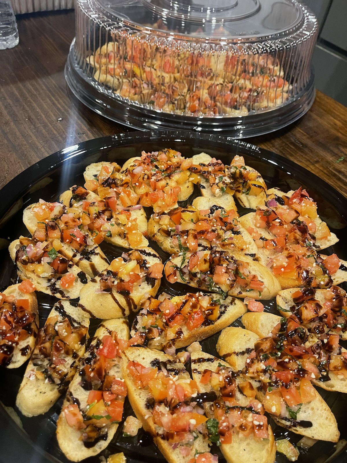 a dish is filled with food