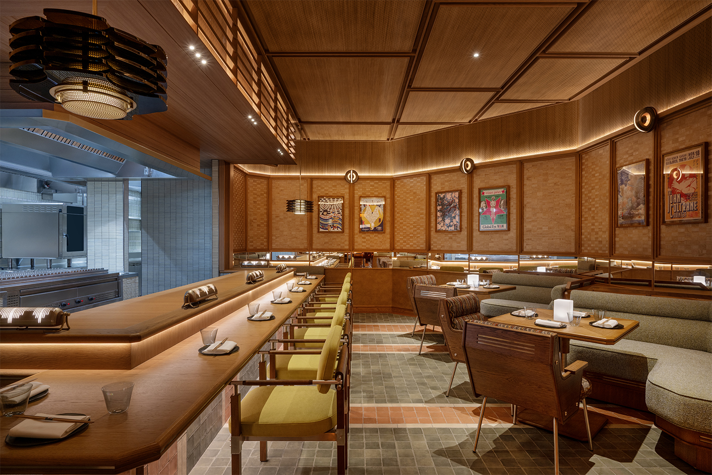 a restaurant with tables and chairs