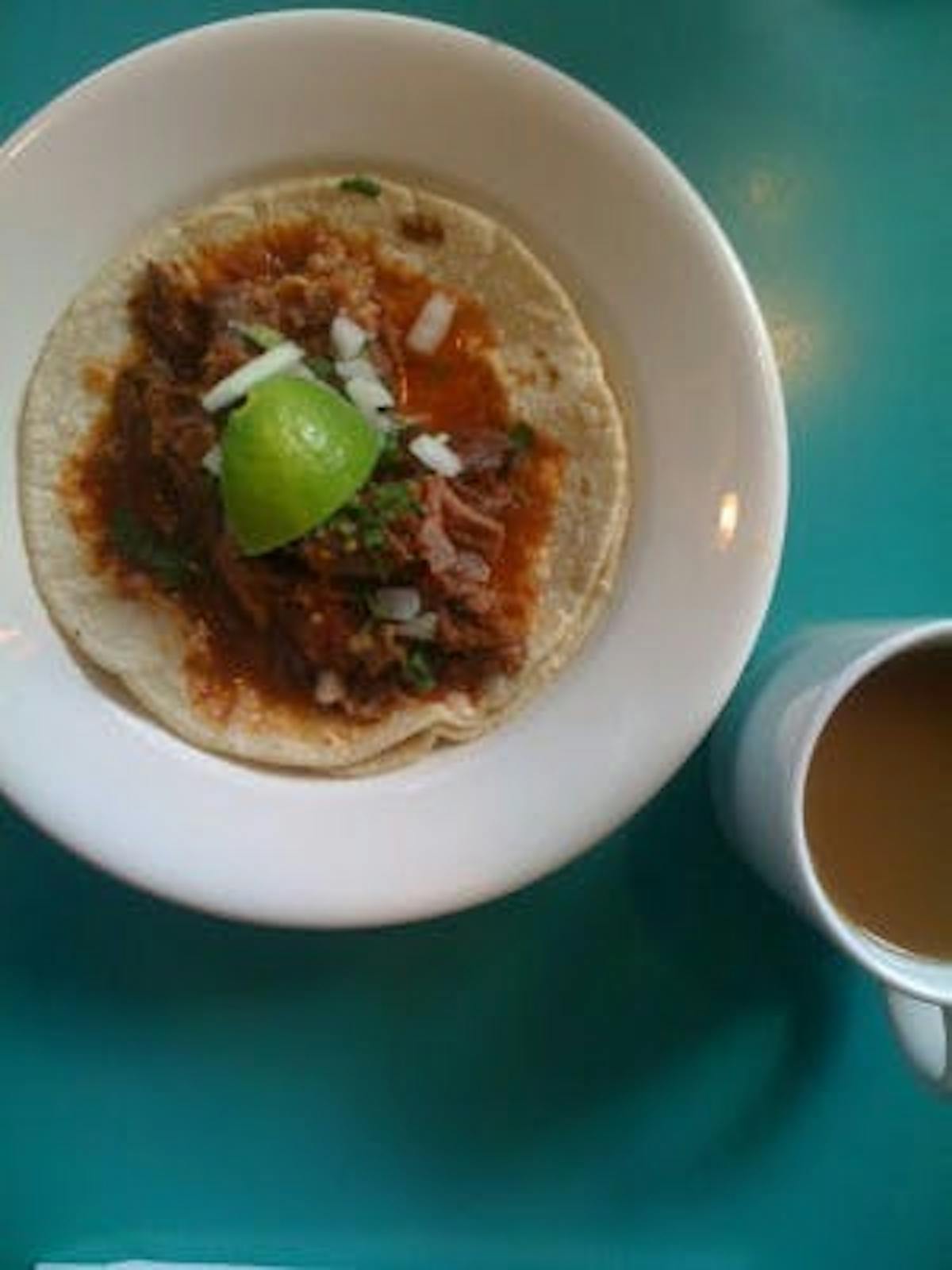 a plate with a taco birria