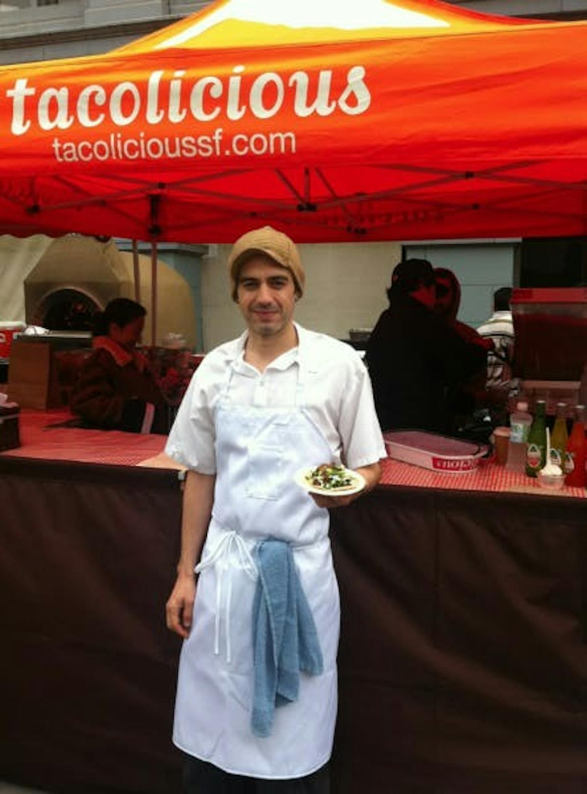 Armando from Chotto with his sake-braised pork belly tacos.