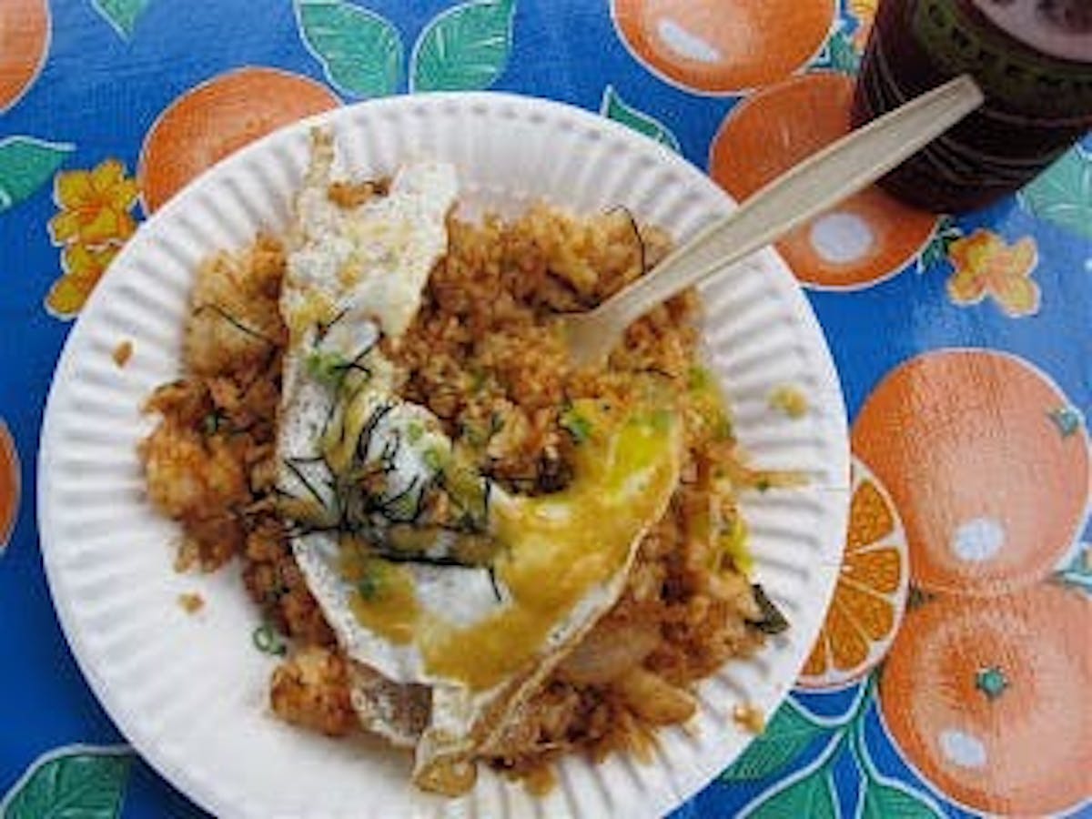 a plate of a food mixture