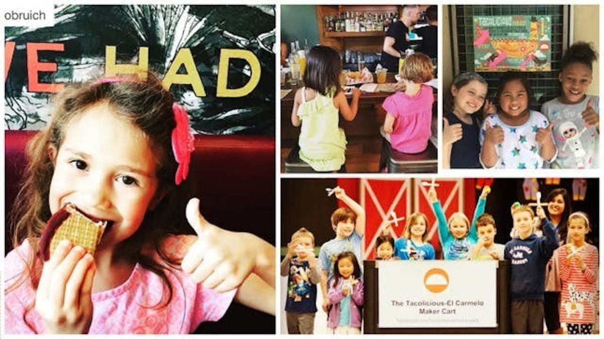 a collage with images of kids eating food and sharing good memories together