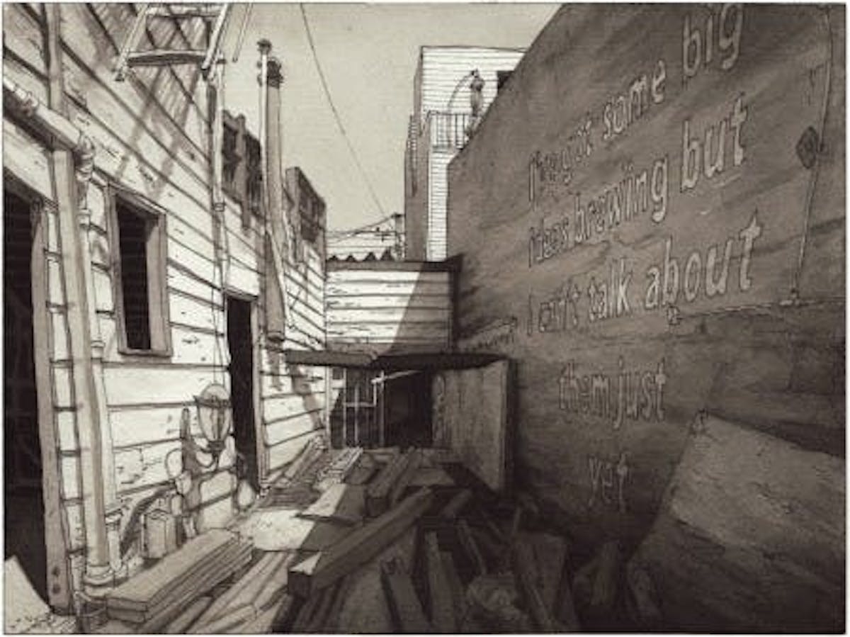 Paul Madonna ilustration of a street alley