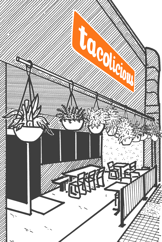 Sketch of the restaurant at Manhattan Beach