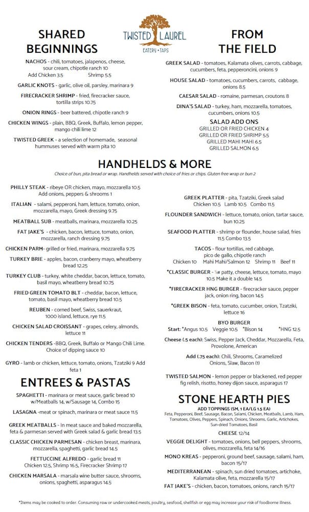 Weaverville Menu Twisted Laurel Restaurants Downtown Asheville and