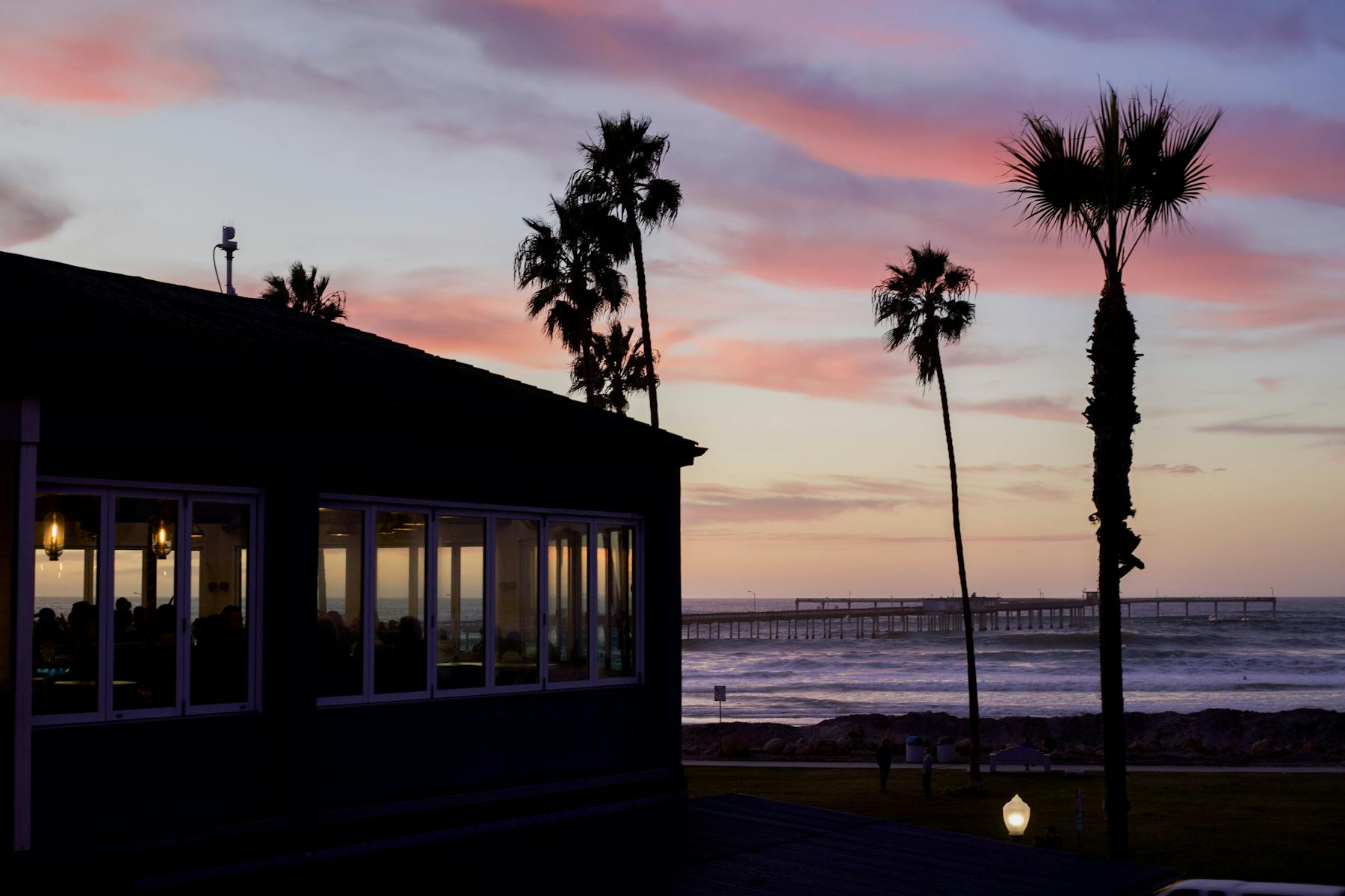 sunset behind the building