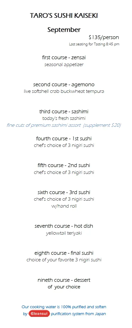 Sushi Taro | Hours + Location | Sushi Taro